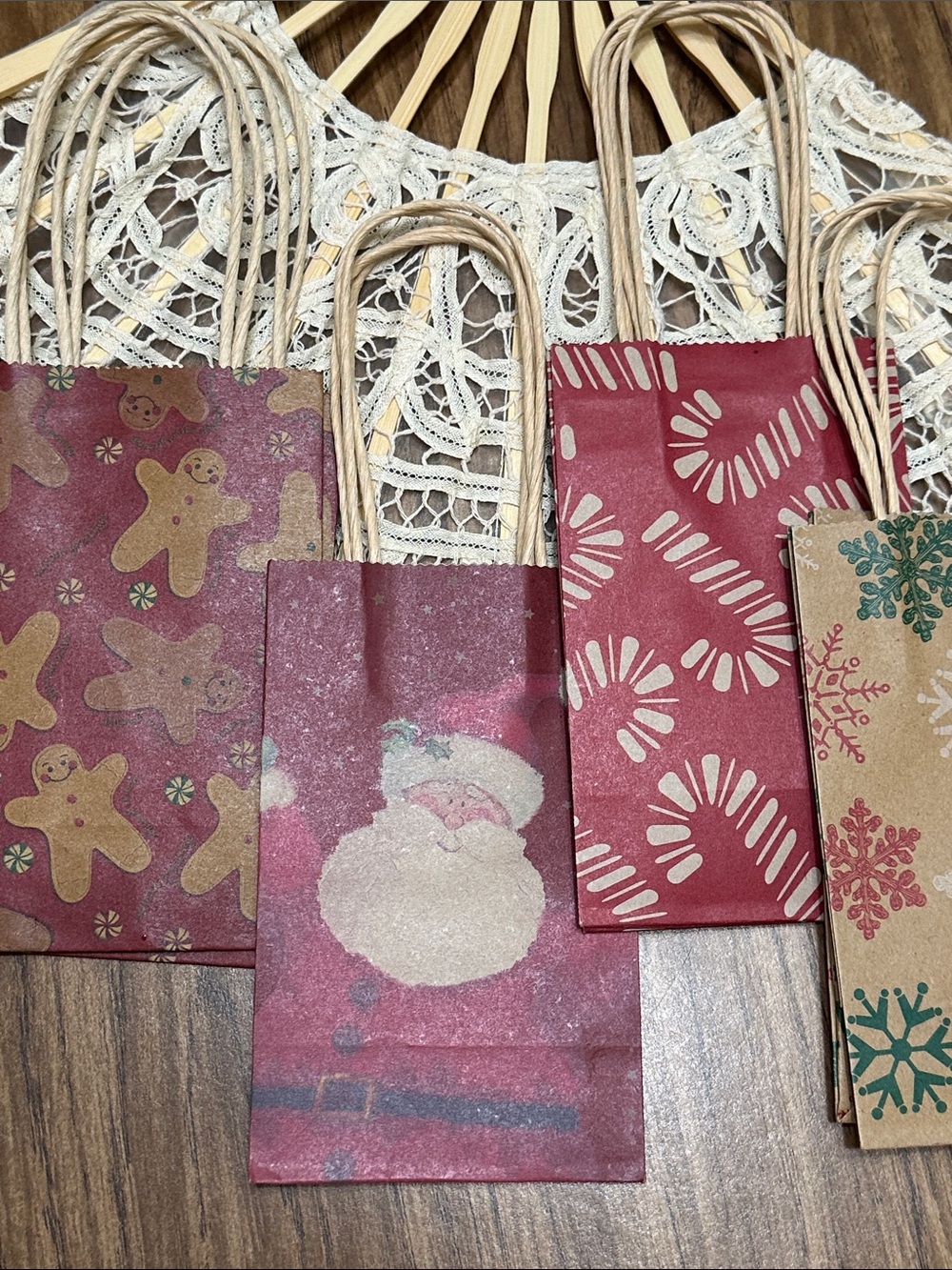 Festive Holiday Lot 8  Gift Bags/treats - 4.07” x 2.75” x 6.5”